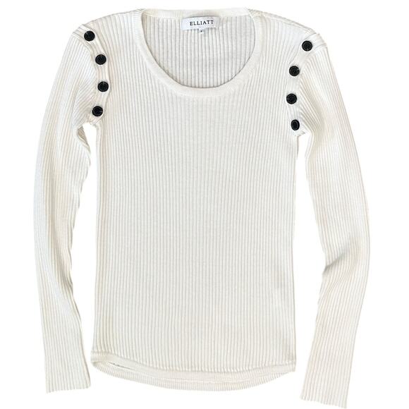 Elliatt Roam White Knit Button Sweater - Picture 1 of 7
